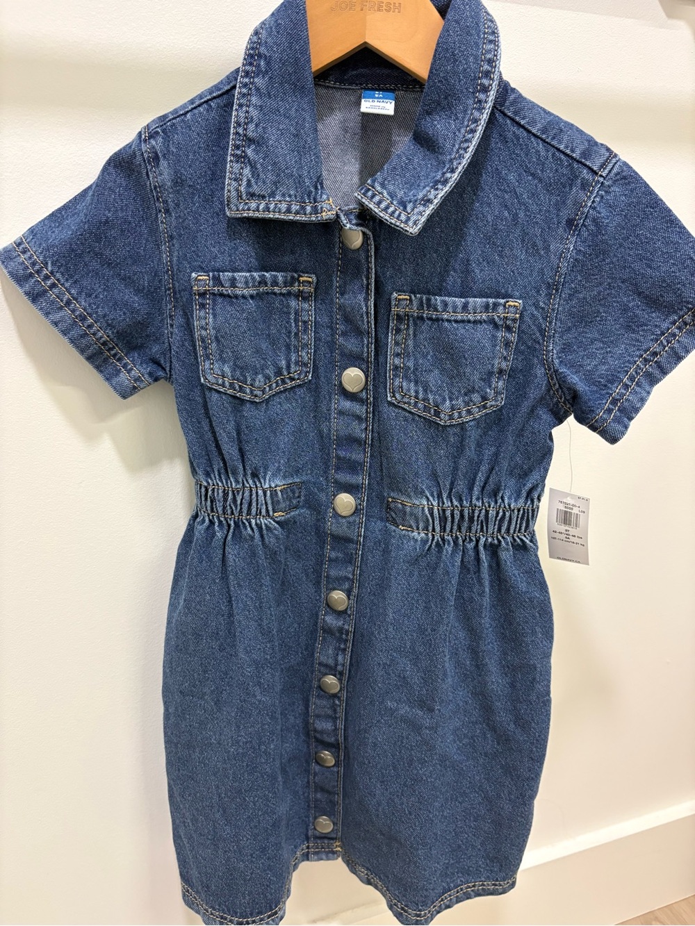 Old Navy Blue Short-Sleeve Denim Button Dress